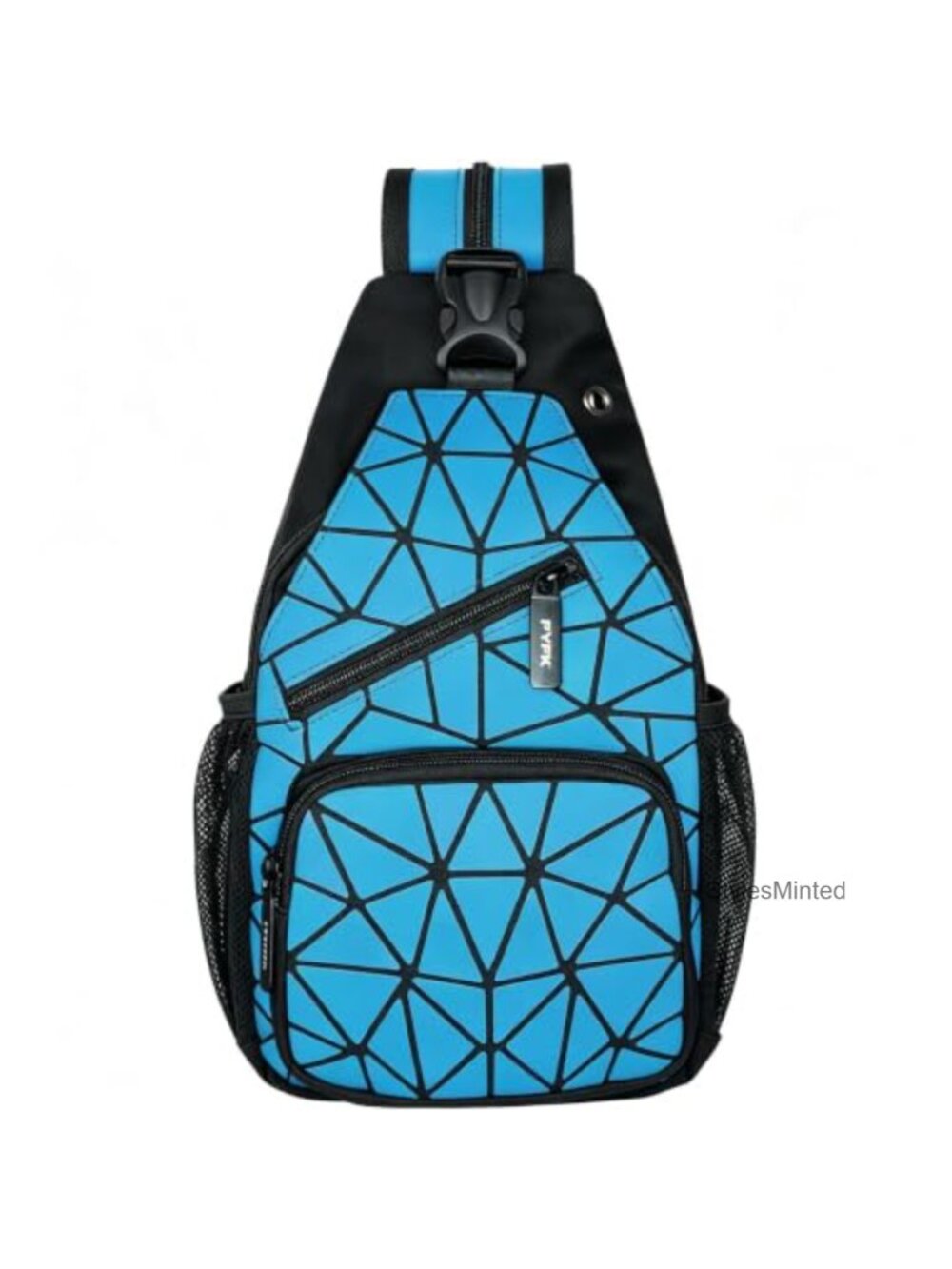 PU Leather Geometric Convertible Crossbody Sling Backpack Luminous Rave Daypack